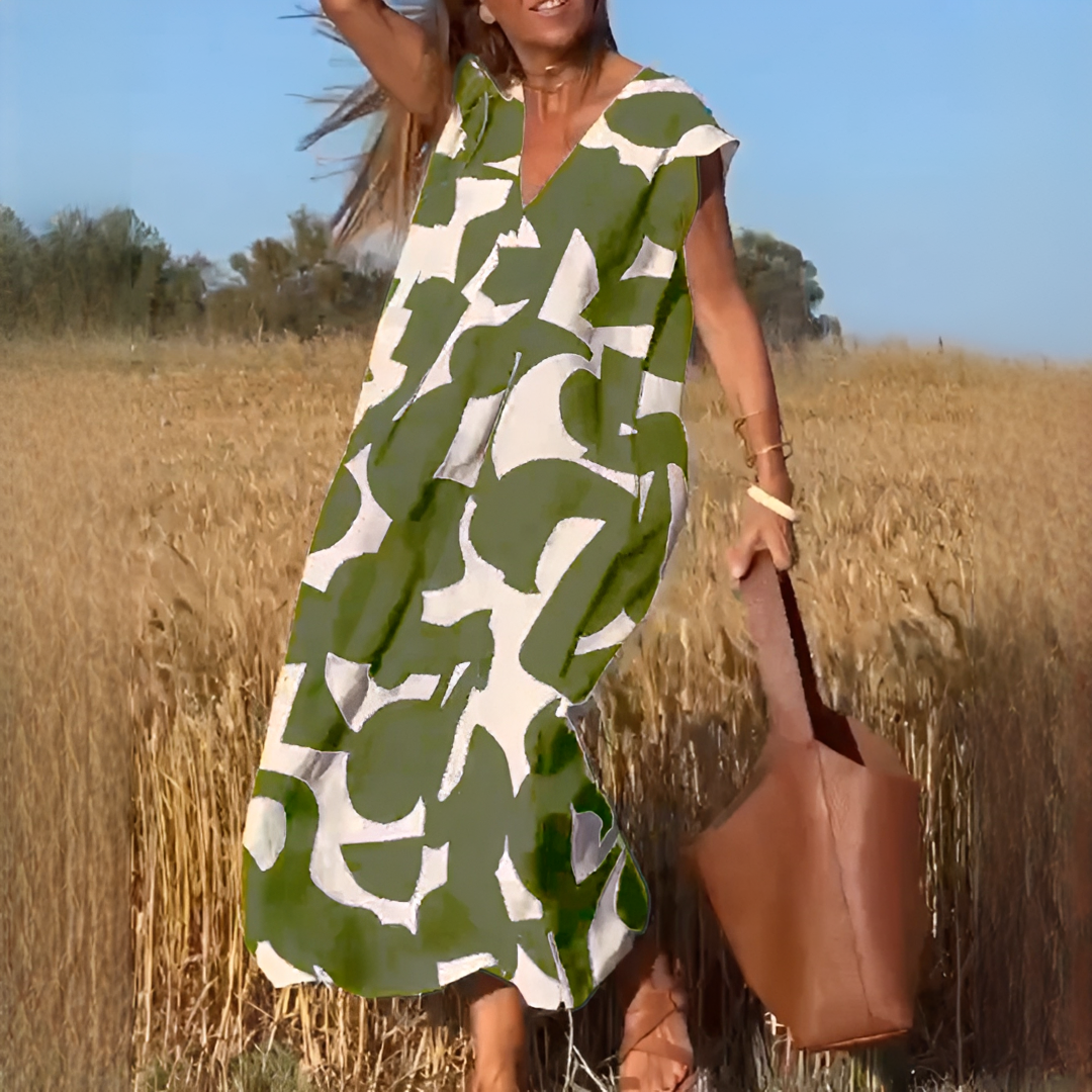 Vicky - Elegantes V-Ausschnitt Weites Kleid