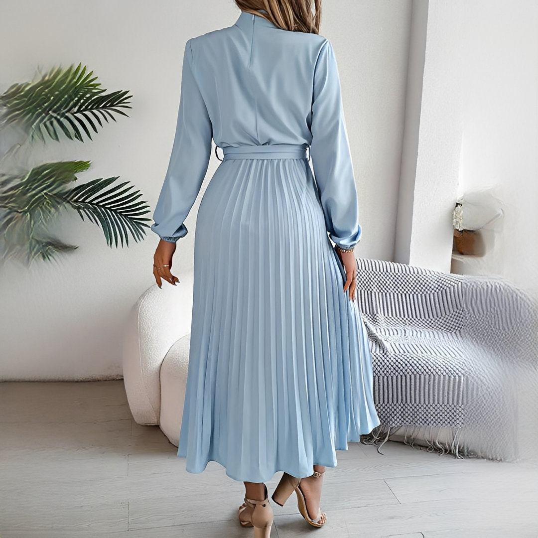 Jessy - Damenkleid mit plissierten langen Ärmeln