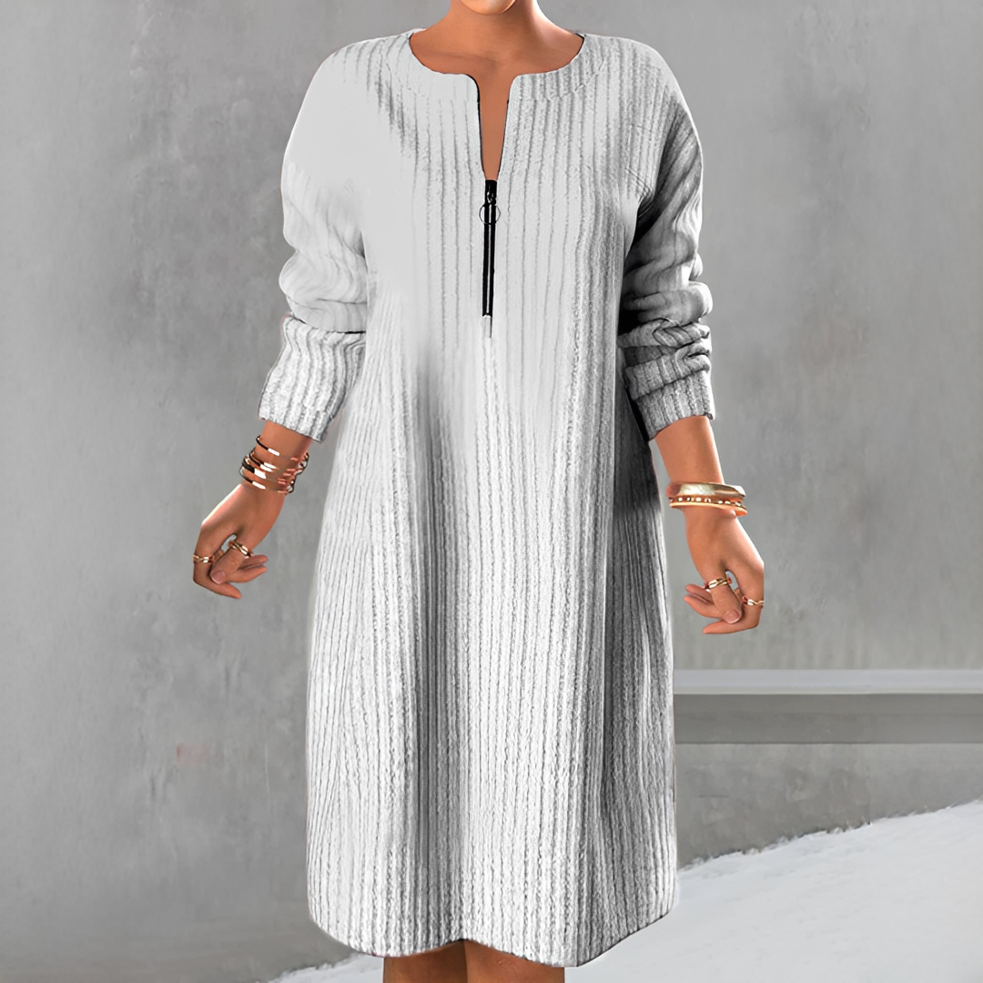 Marion - Stilvolles Langarm-Reißverschlusskleid