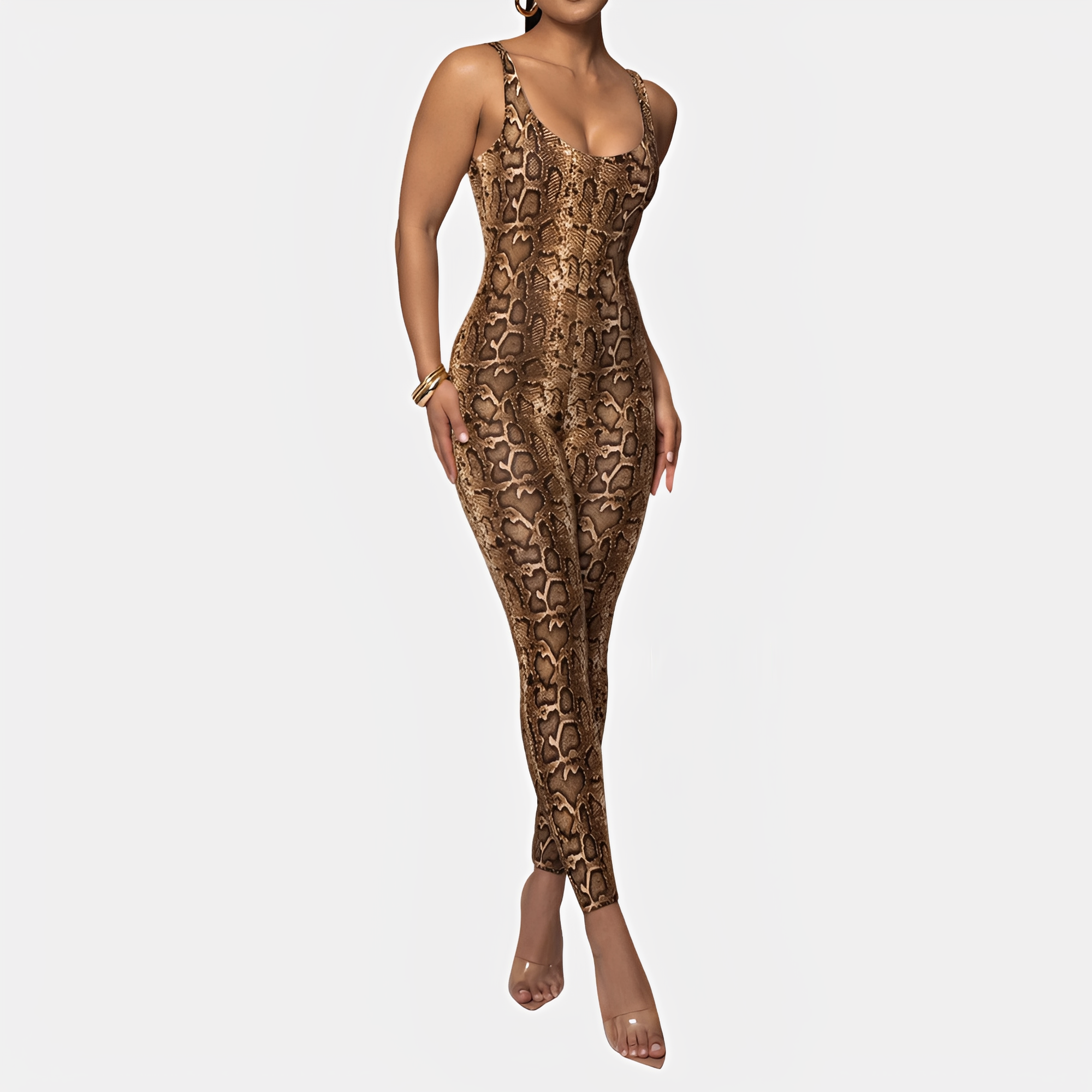 Elaine - Stilvoller Bedruckter Bodycon-Jumpsuit