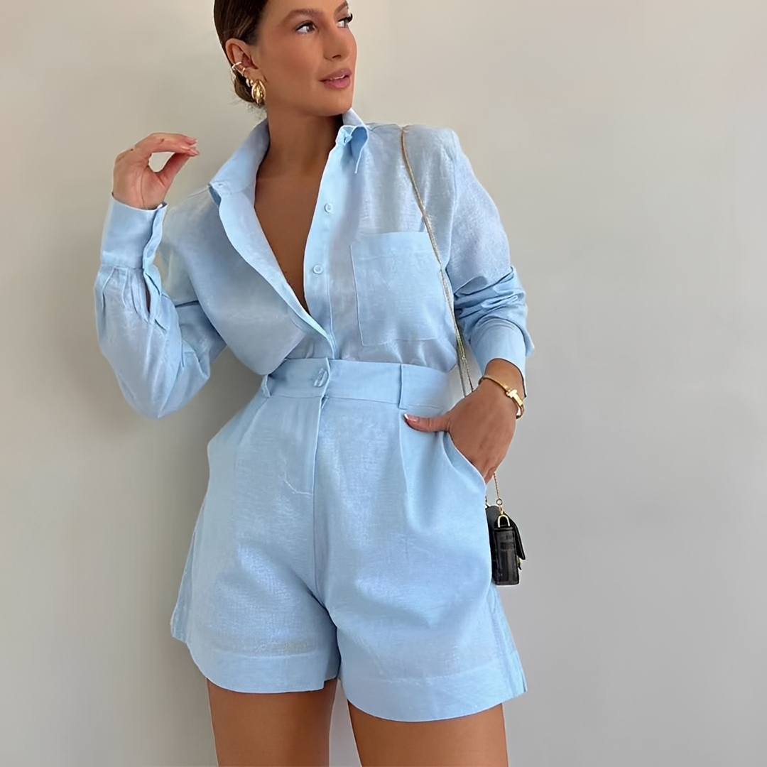 Yasin - Set mit langärmeligem Oberteil und weiten Shorts