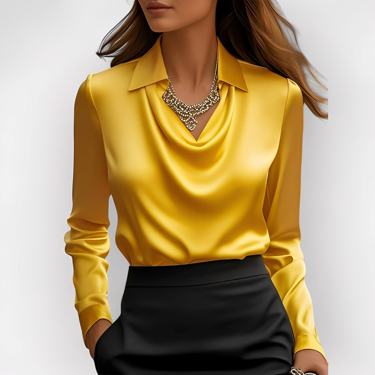 Laurentine - Anspruchsvolle Bluse mit langen Ärmeln für Damen