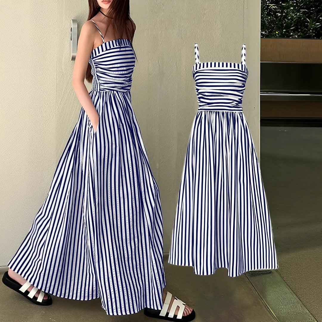 Cindy - Elegantes Streifen-Maxikleid