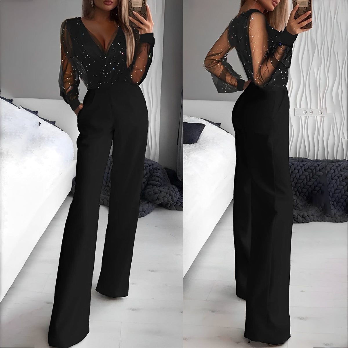 Alissa - Eleganter Jumpsuit mit V-Ausschnitt für Damen