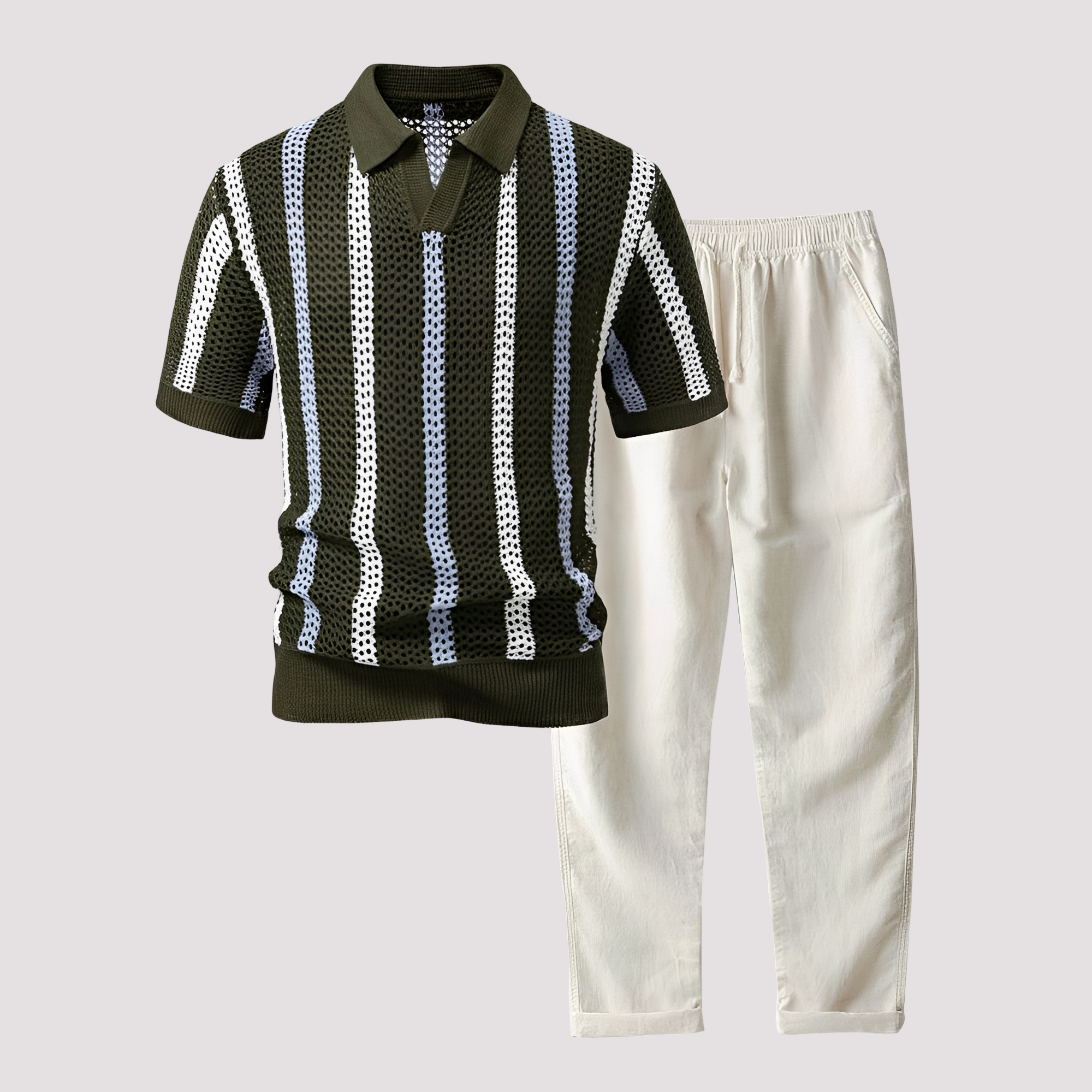 Richards - Bequemes Streifen-Polo mit Hosen-Set