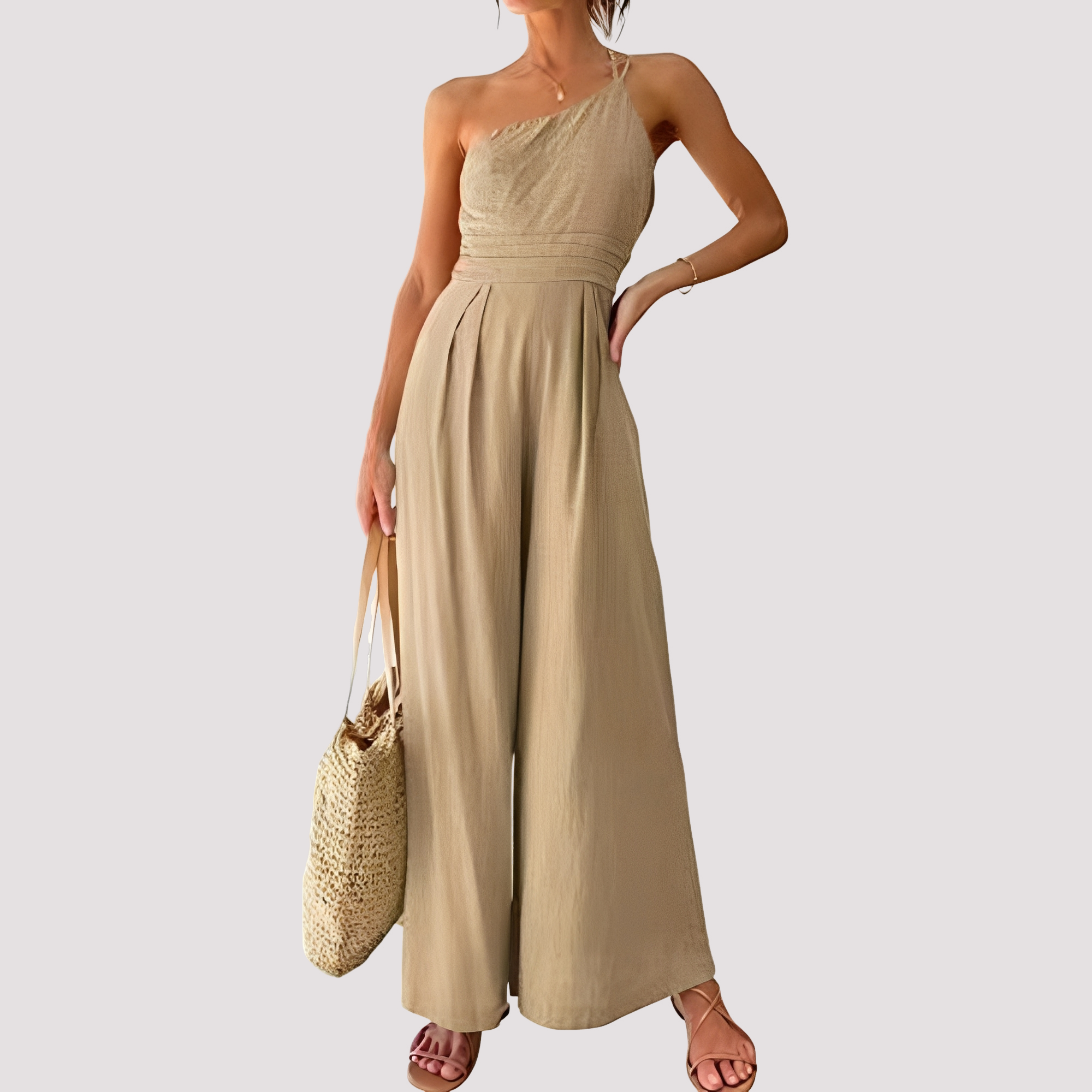 Carla - Stilvoller Ein-Schulter-Jumpsuit mit weitem Bein für Damen