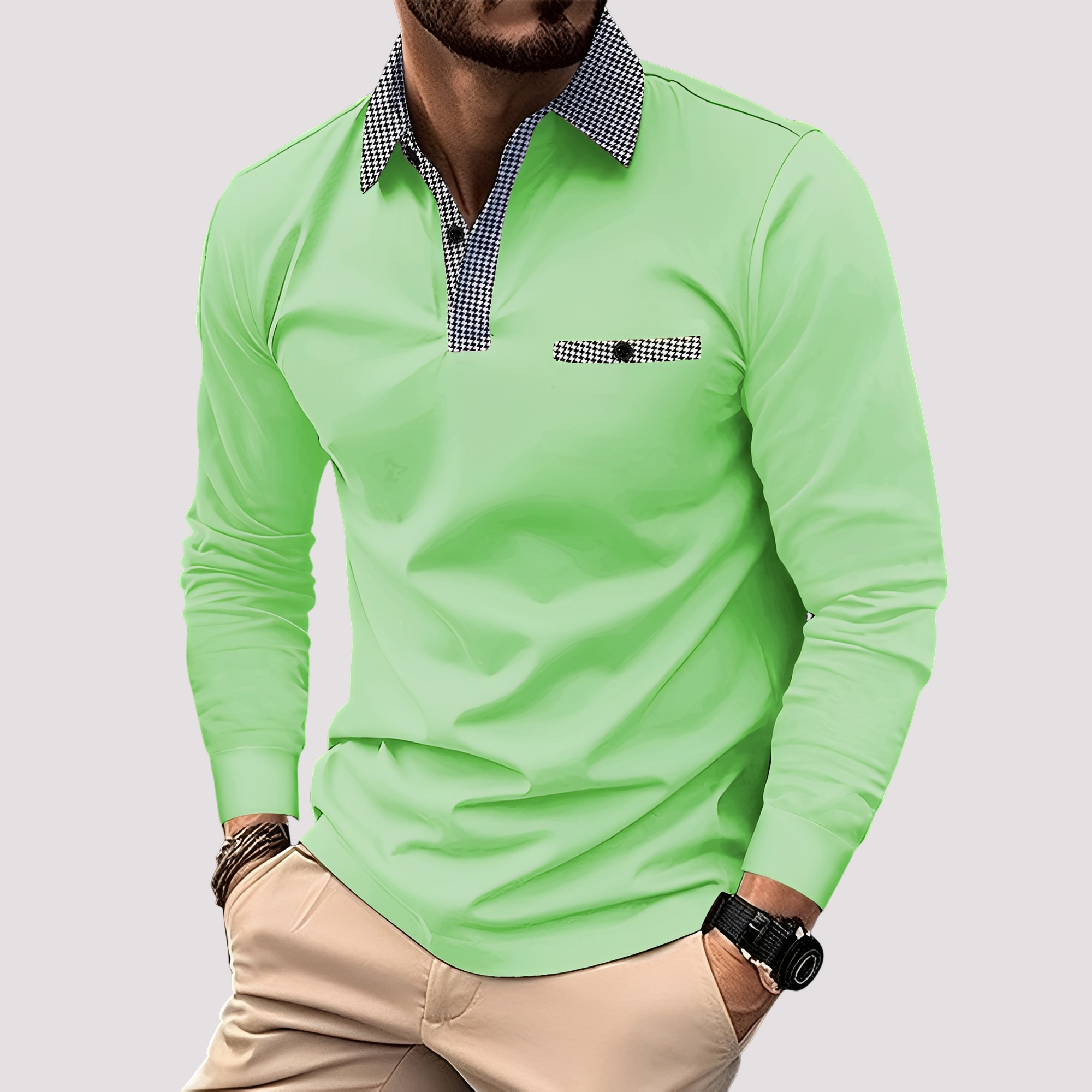 Aidan - Elegantes Langarm-Poloshirt für Herren