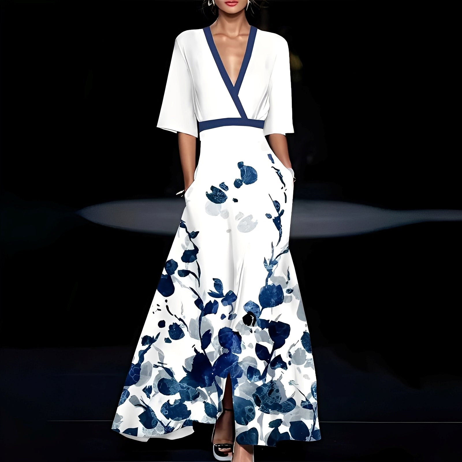 Debora - Damenlangkleid mit Blumendesign