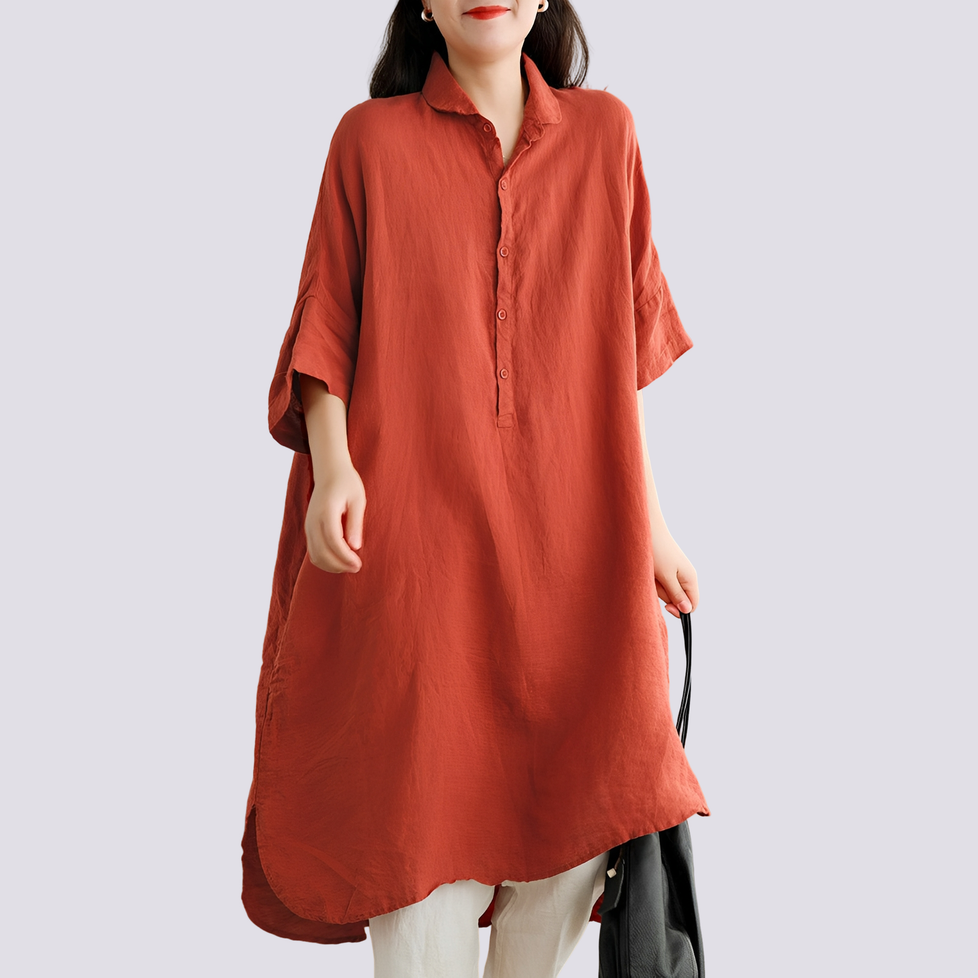 Deborah - Bequemes, locker geschnittenes Damen-Hemdkleid