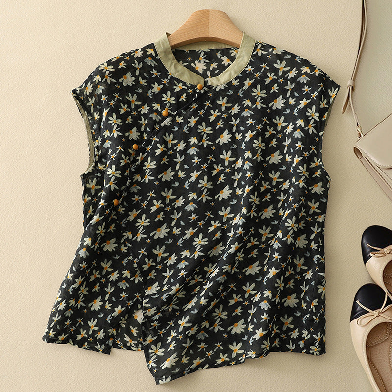 Diana - Ärmellose Bluse mit Blumendruck