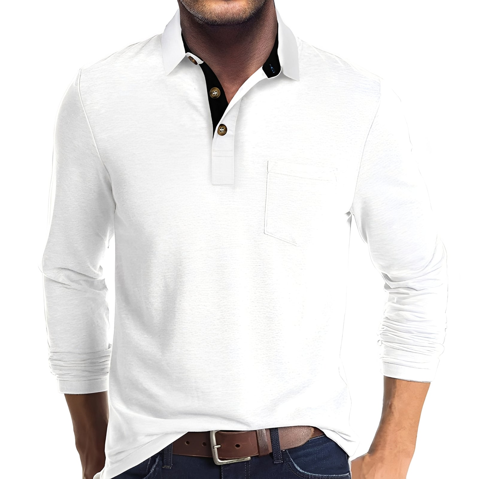 Marty - Lockeres Herren-Poloshirt mit langen Ärmeln