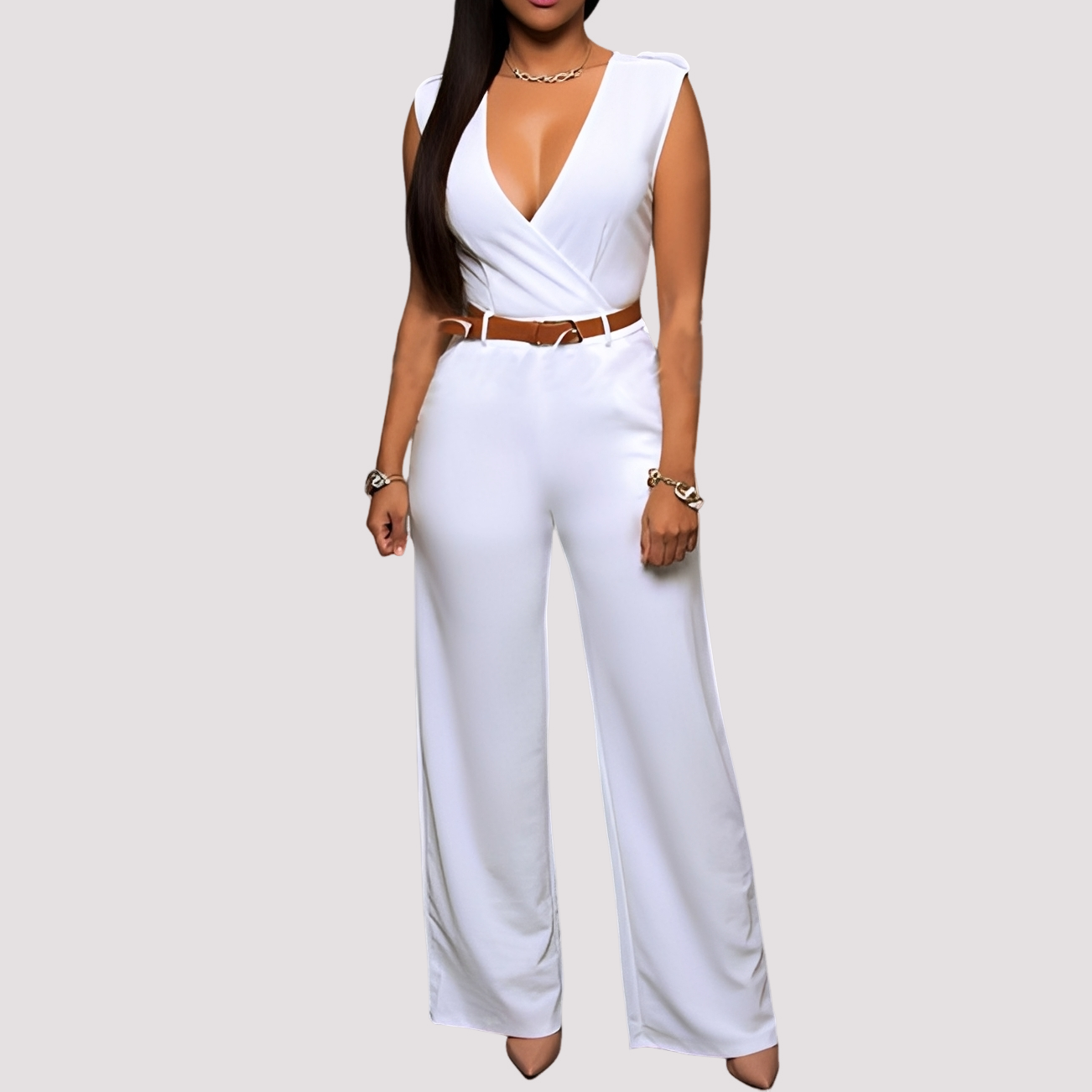 Esther - Damen-Jumpsuit mit Gürtel, elegant