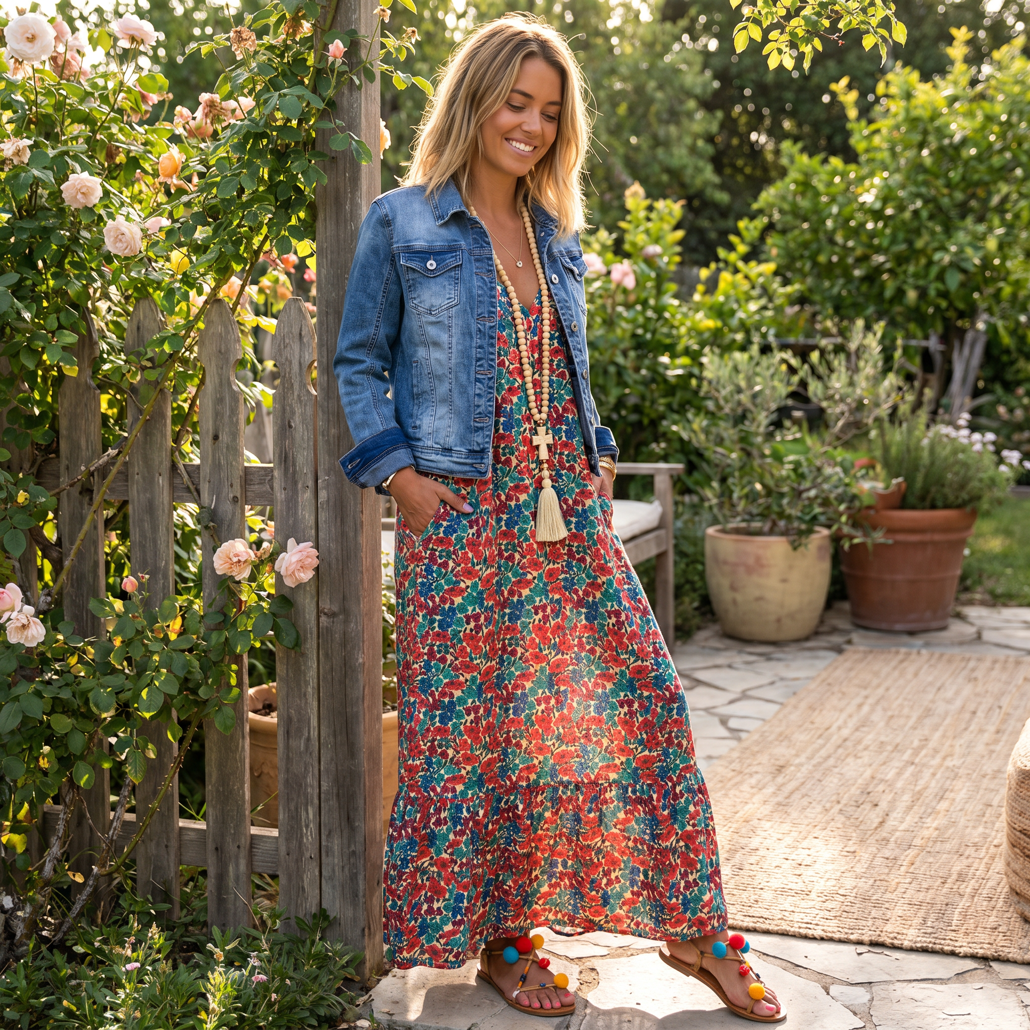 Shalisha - Elegantes Boho-Kleid mit V-Ausschnitt