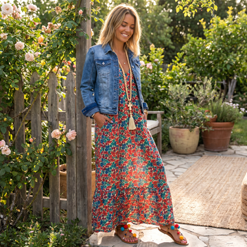 Shalisha - Elegantes Boho-Kleid mit V-Ausschnitt