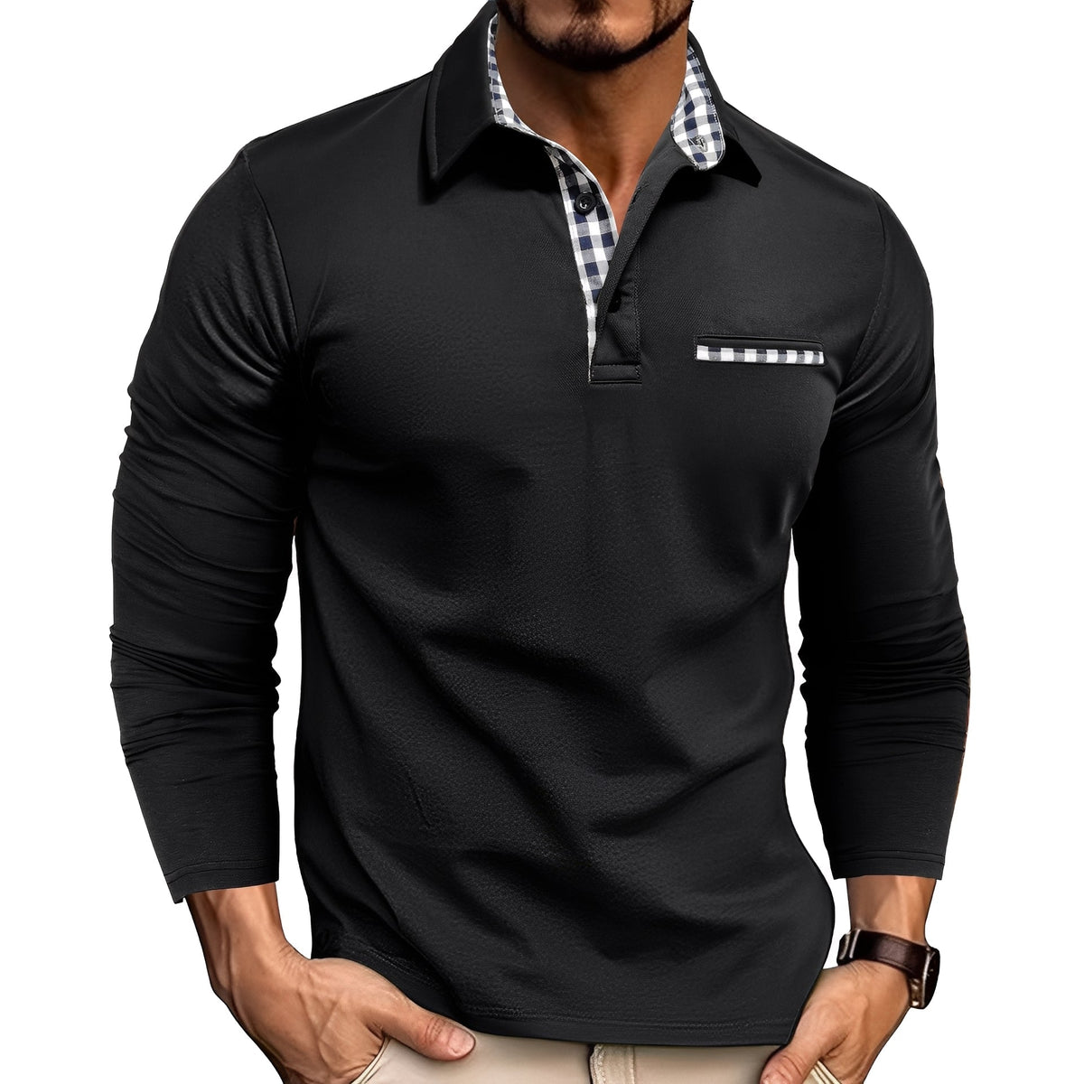 Rupert - Leichtes langärmeliges Herren-Poloshirt