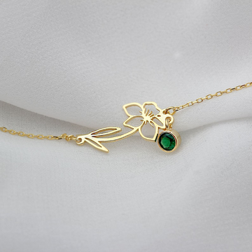 Blumenarmband zum Geburtstag - Armband mit Geburtsstein und Blüte