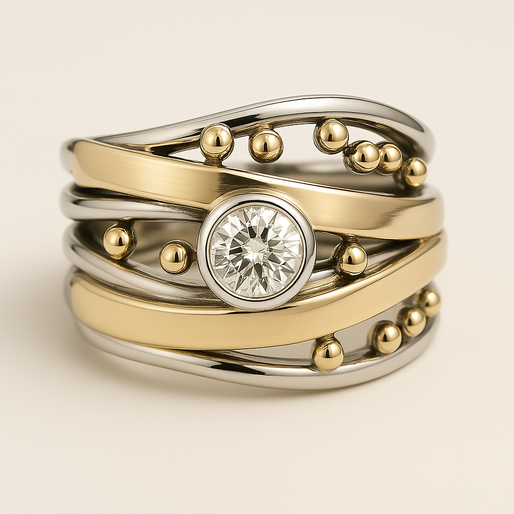 Dahlie – Vintage Goldring mit integriertem Zirkonia