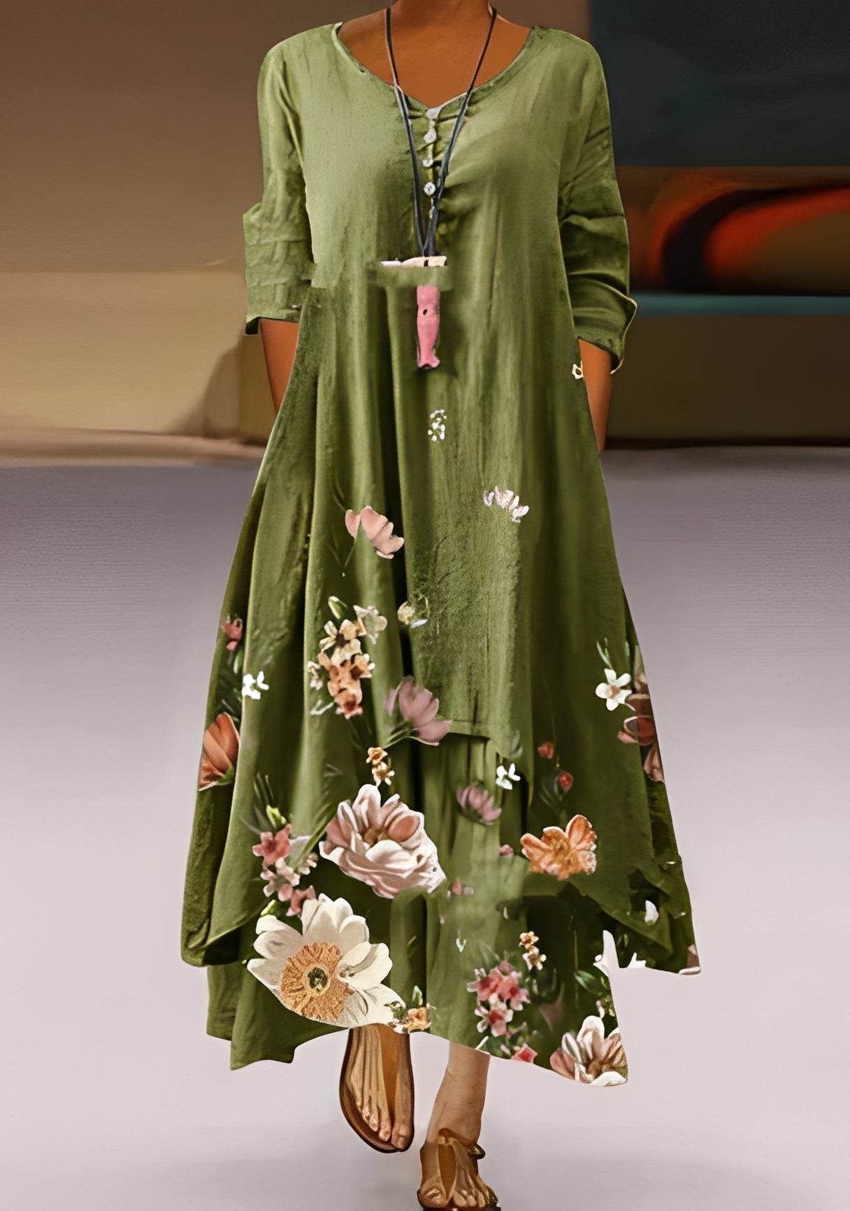 Belle - Stilvolles, locker geschnittenes Damenkleid mit Muster