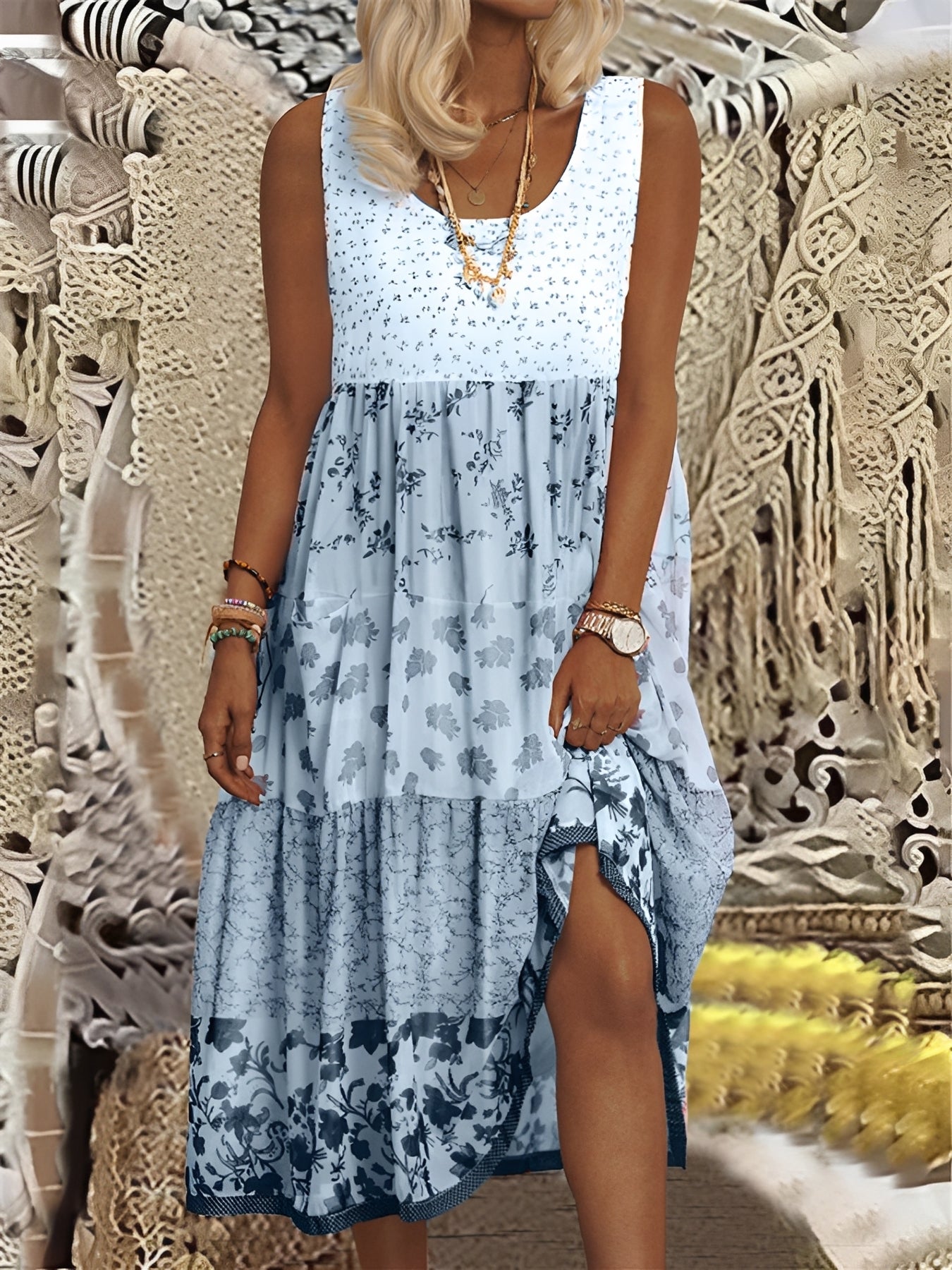 Nancy - Trendiges Boho-Midikleid