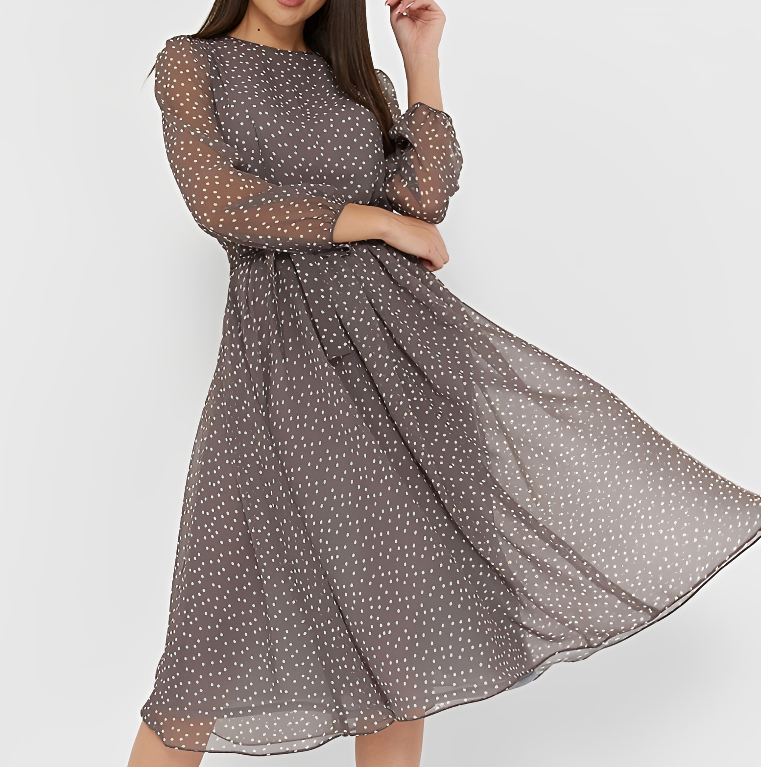 Tessa - Schickes langärmeliges Kleid mit Punkten