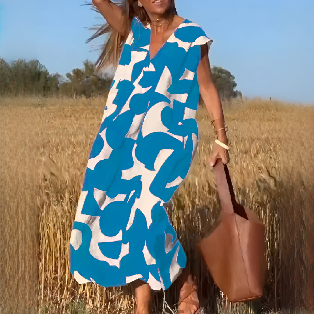 Vicky - Elegantes V-Ausschnitt Weites Kleid