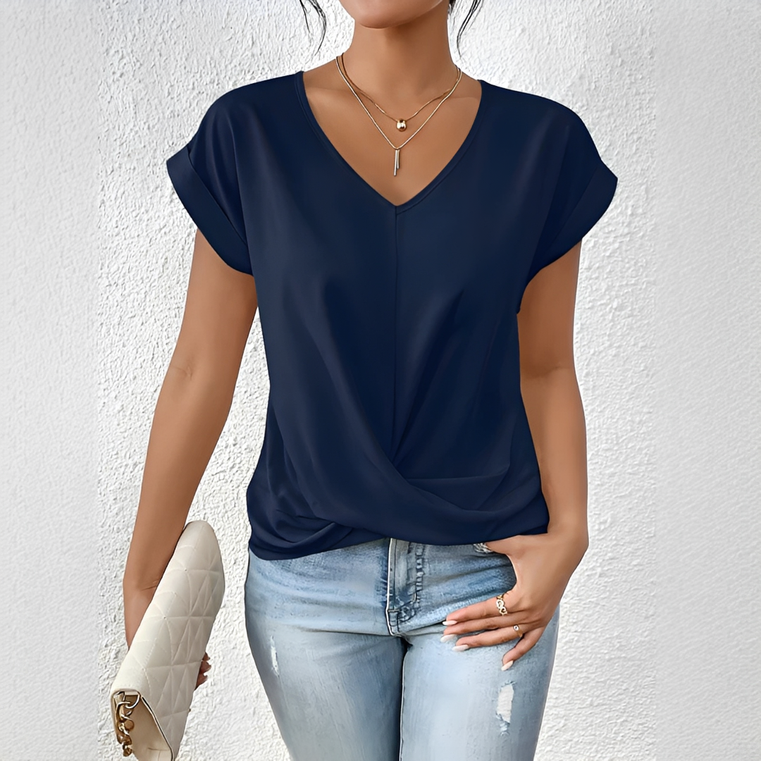 Velanie - Weites V-Ausschnitt-Shirt