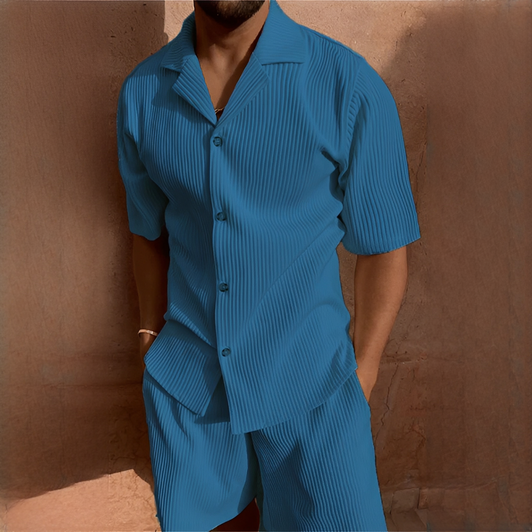 Junmar - Herren-Set aus Hemd und Shorts, lässig