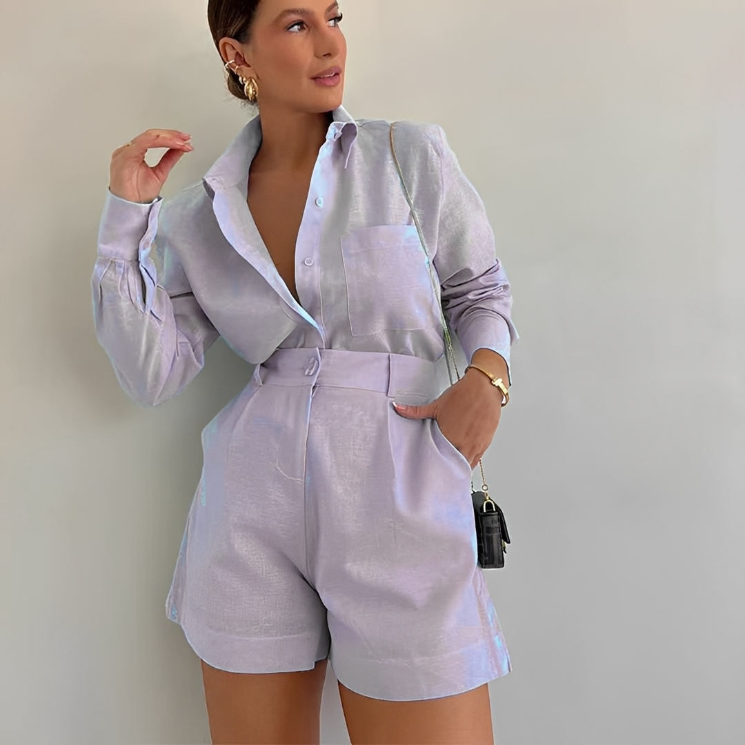 Yasin - Set mit langärmeligem Oberteil und weiten Shorts