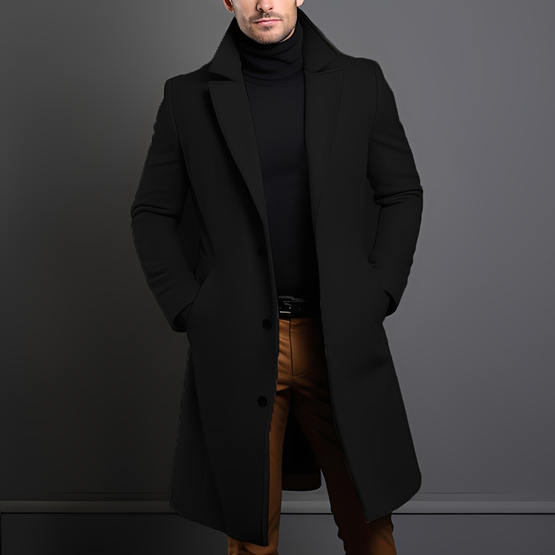 Kévin - Klassischer und warmer Mantel in Überlänge