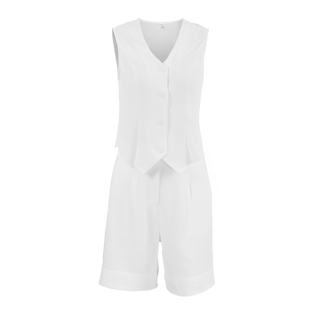 Ruth - Komfortable ärmellose Weste und Shorts-Set
