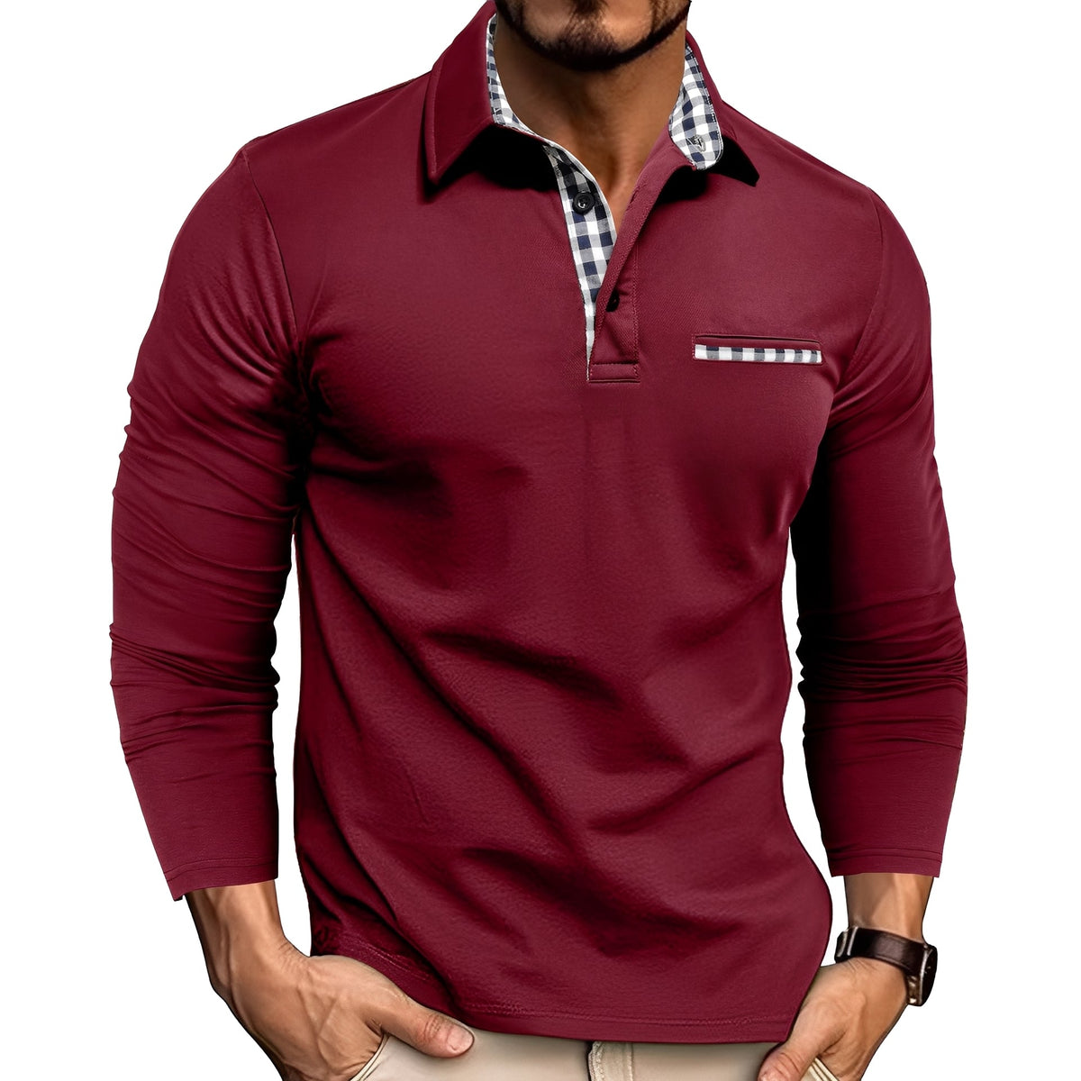 Rupert - Leichtes langärmeliges Herren-Poloshirt