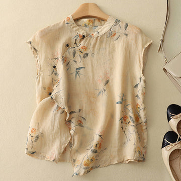 Diana - Ärmellose Bluse mit Blumendruck