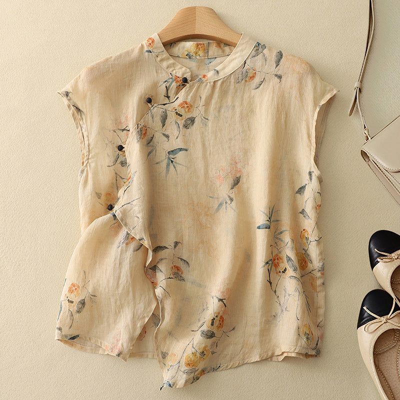 Diana - Ärmellose Bluse mit Blumendruck
