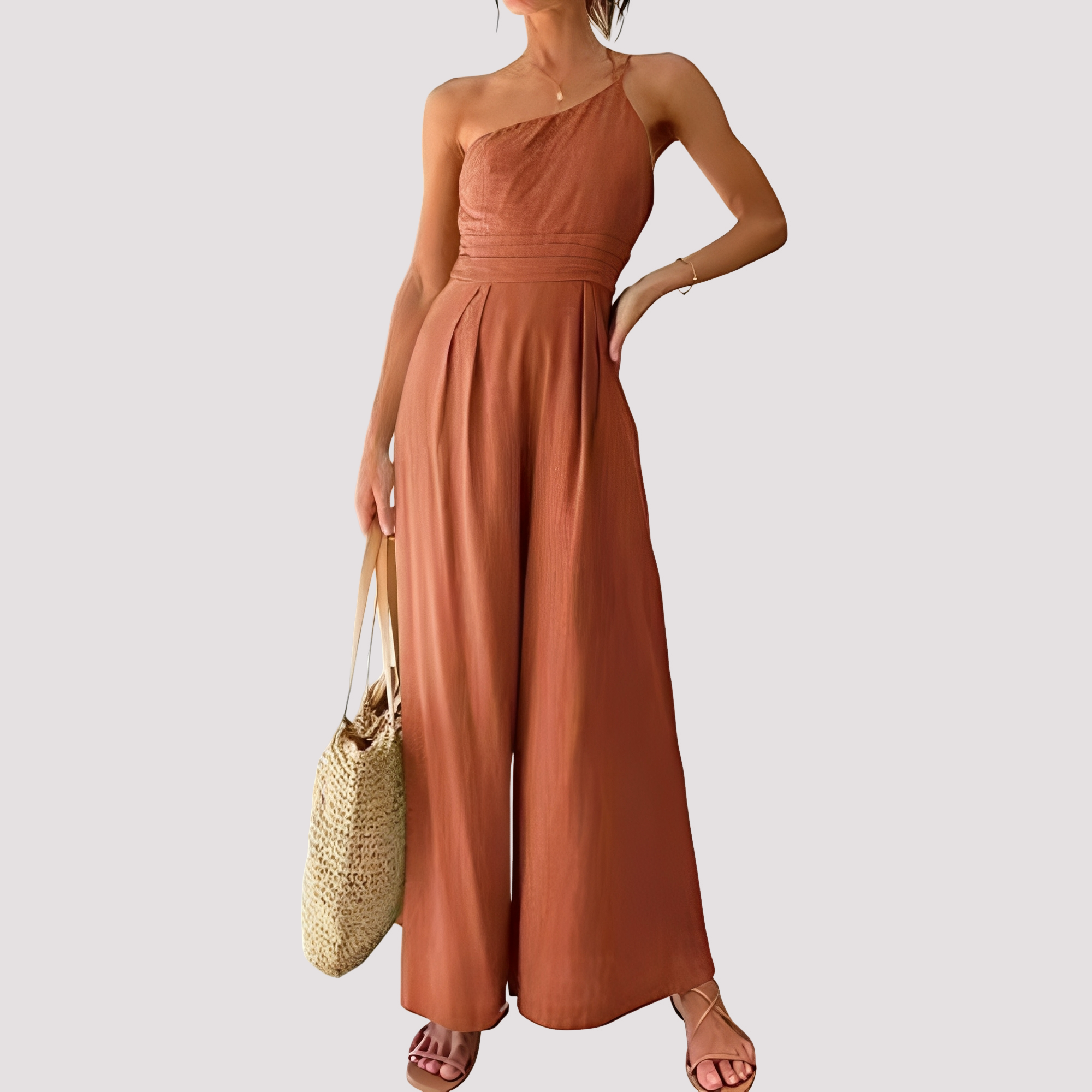 Carla - Stilvoller Ein-Schulter-Jumpsuit mit weitem Bein für Damen
