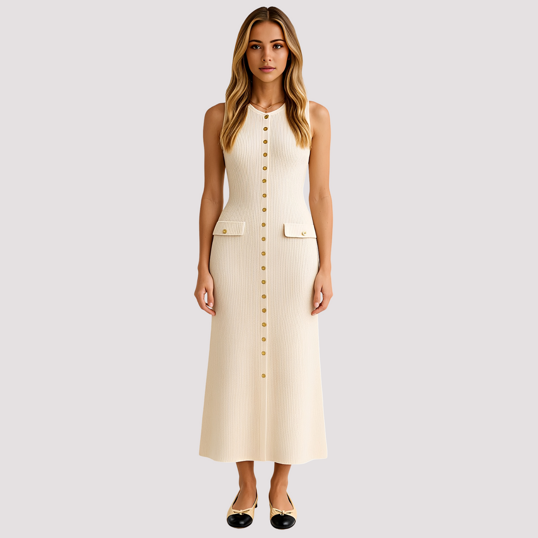 Jorja - Elegantes Midikleid mit Knopfdetails