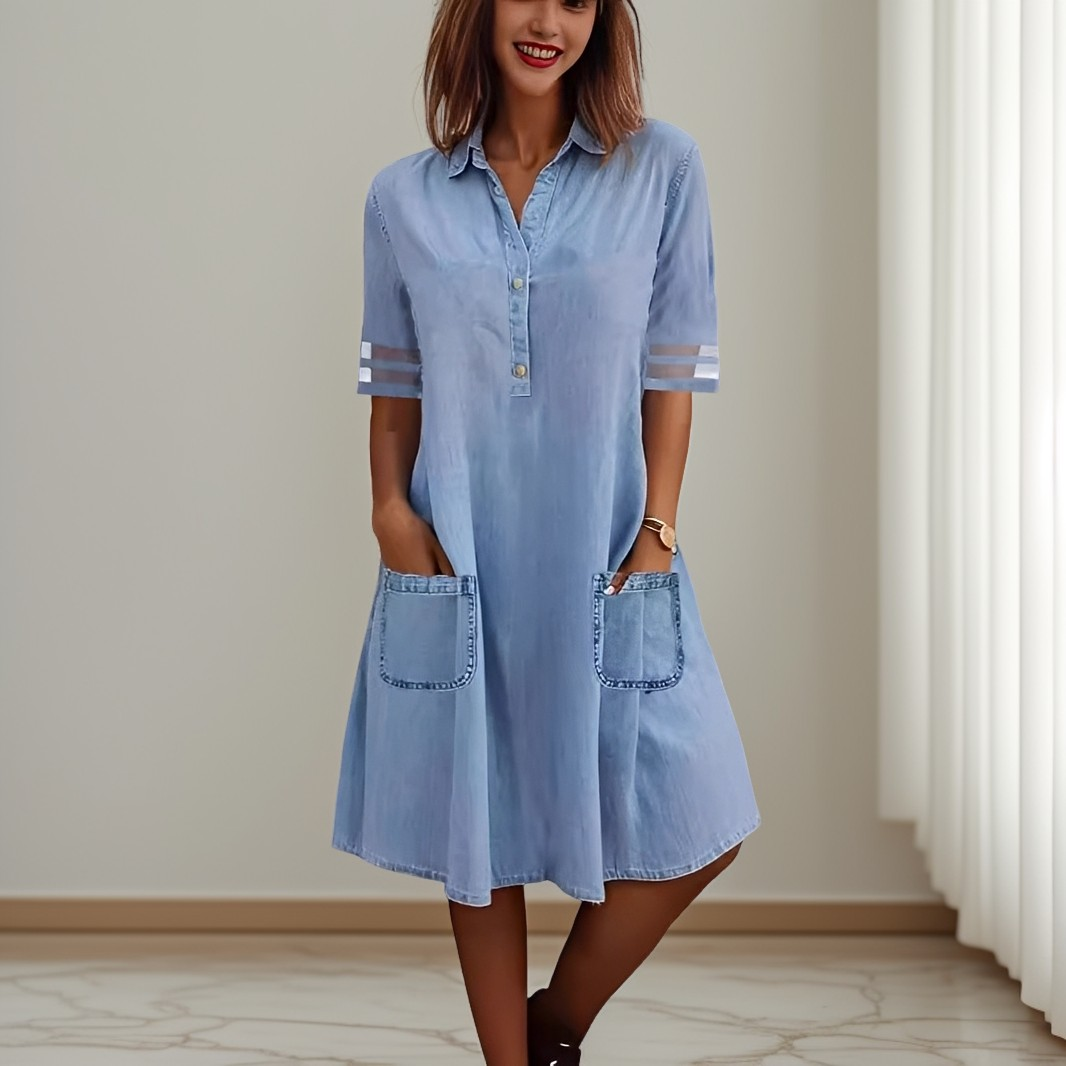 Sandra - Elegantes Jeans-Minikleid mit Seitentaschen für Damen