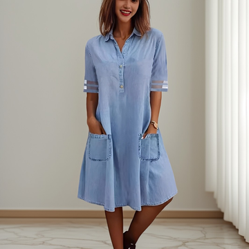 Sandra - Elegantes Jeans-Minikleid mit Seitentaschen für Damen