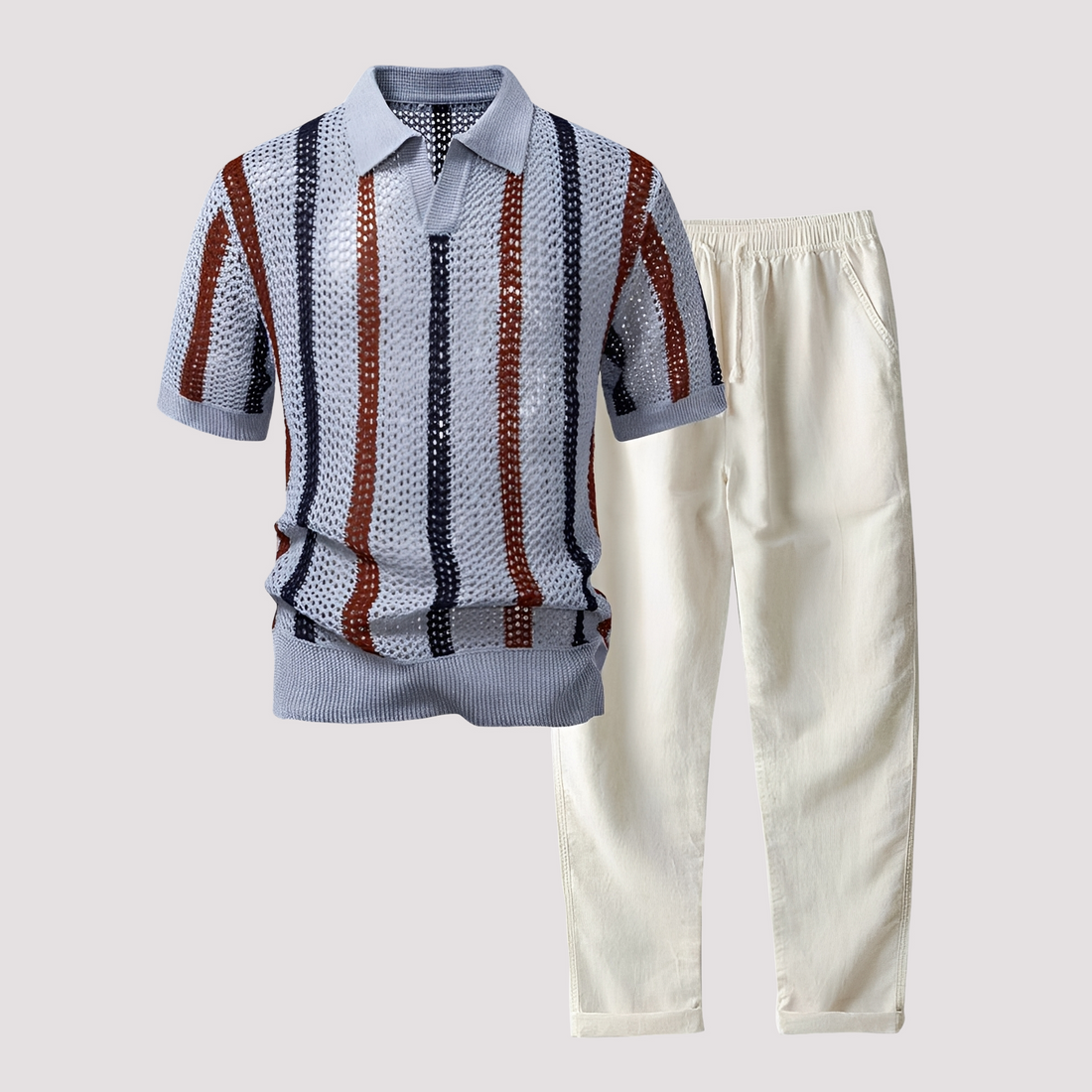 Richards - Bequemes Streifen-Polo mit Hosen-Set
