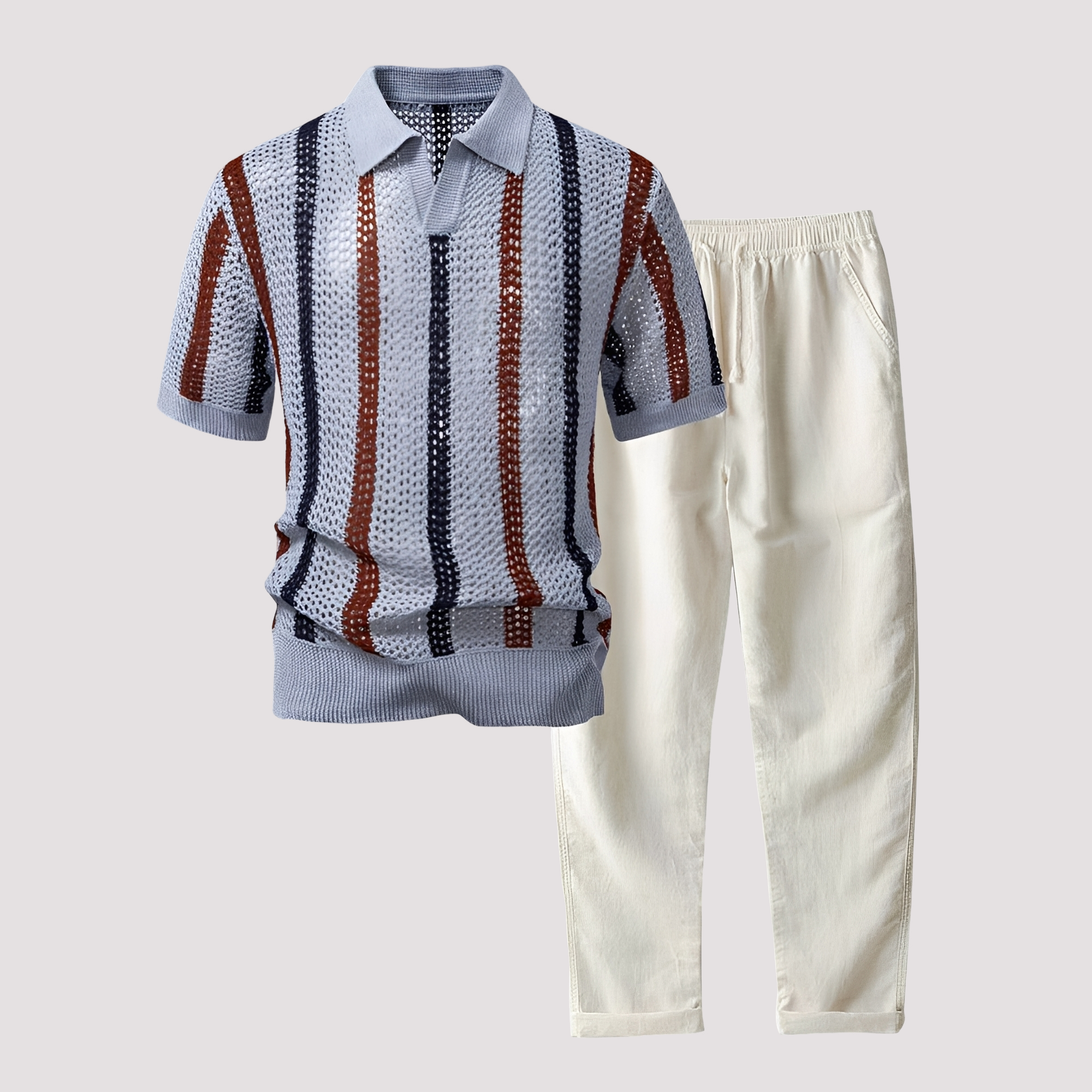 Richards - Bequemes Streifen-Polo mit Hosen-Set