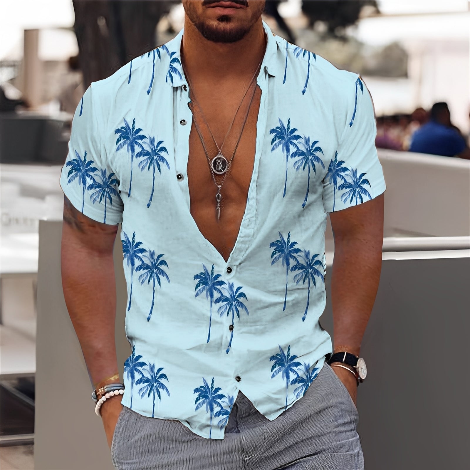 Hector - Elegantes Herrenhemd mit Palmenmotiv