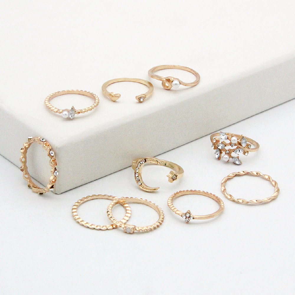 Ringe-Set mit Mond und Stern - 10 Teile