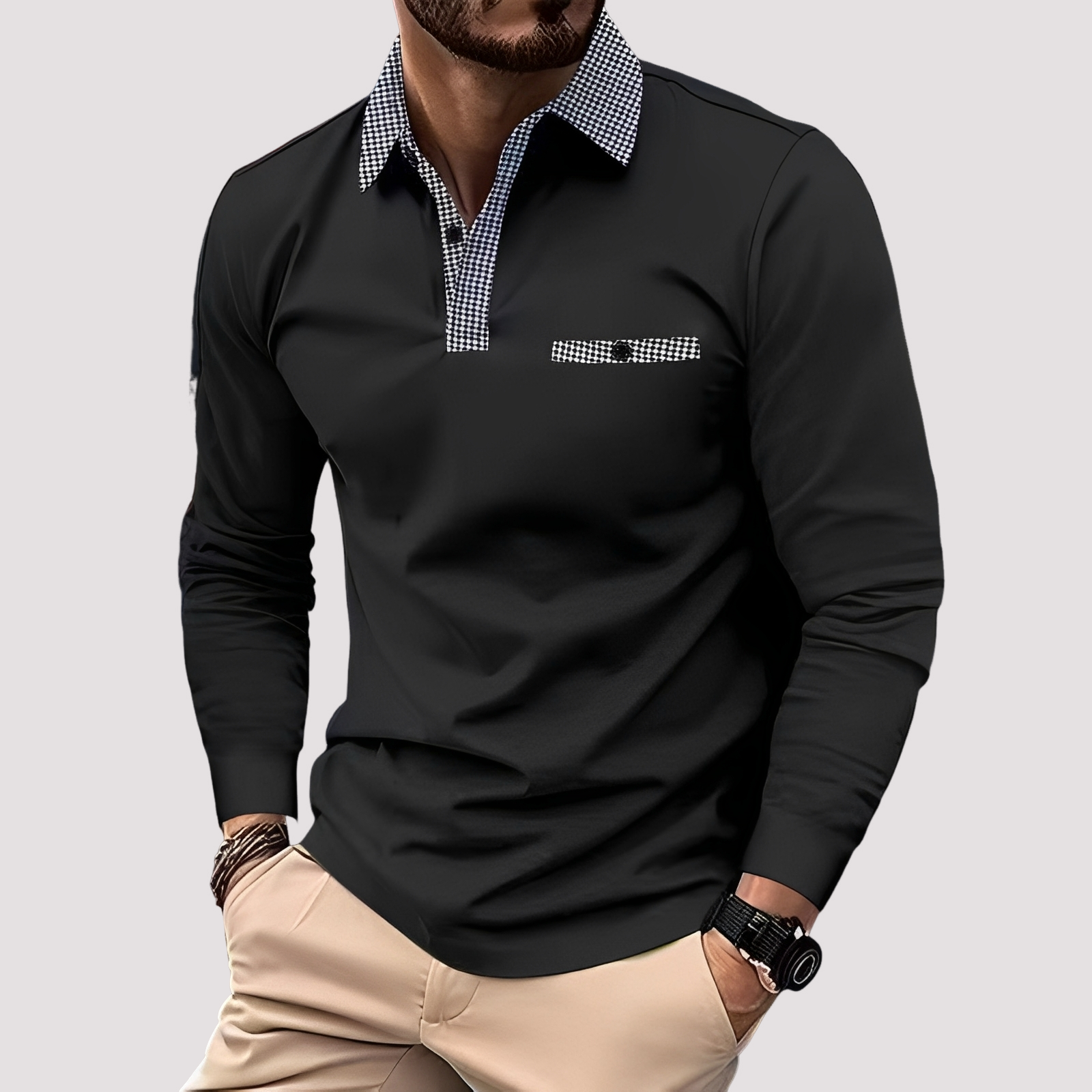 Aidan - Elegantes Langarm-Poloshirt für Herren