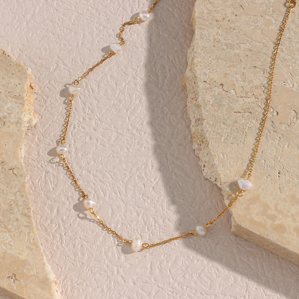 Goldene Perlenkette - Alltags-Halskette