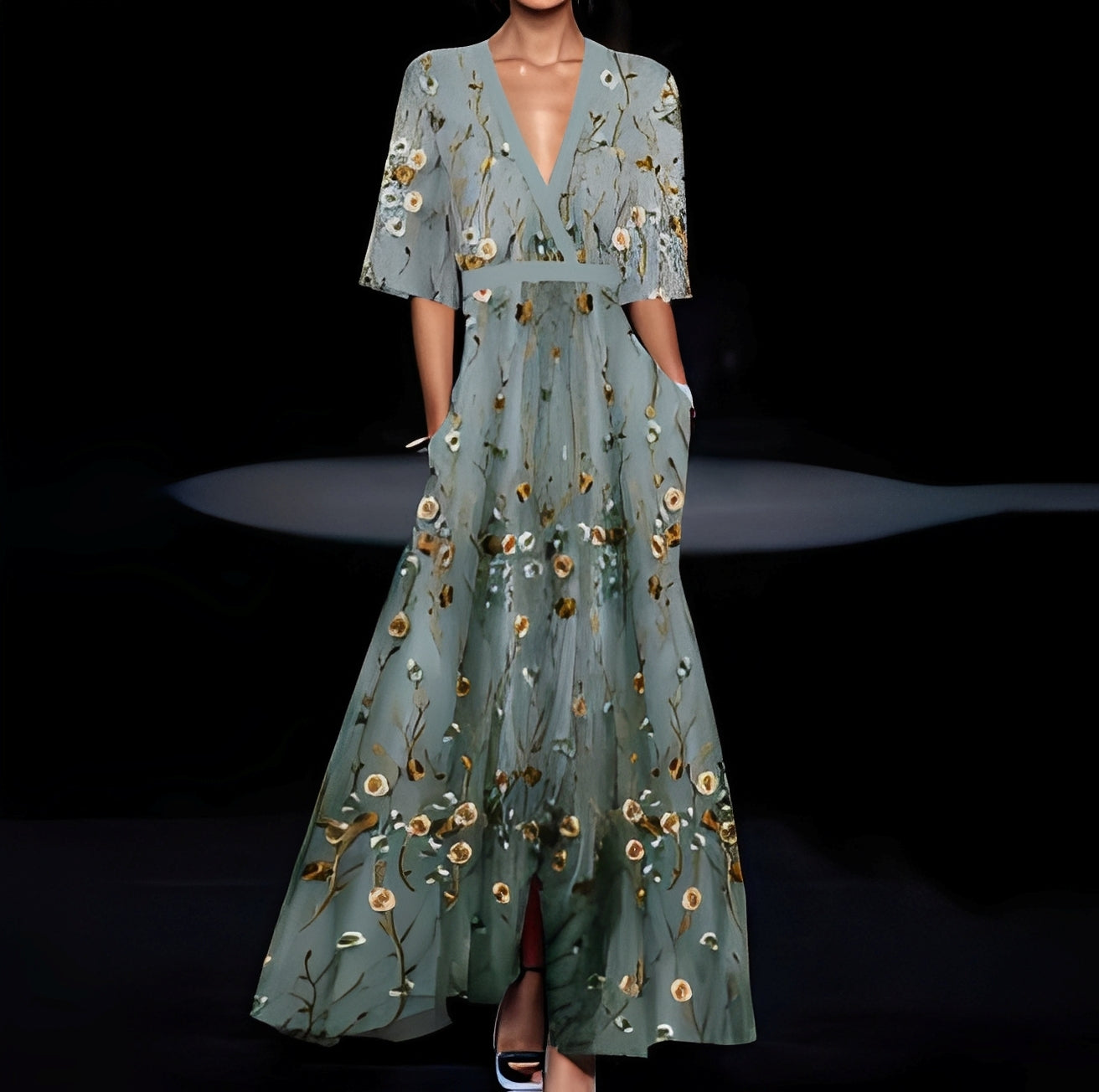 Debora - Damenlangkleid mit Blumendesign