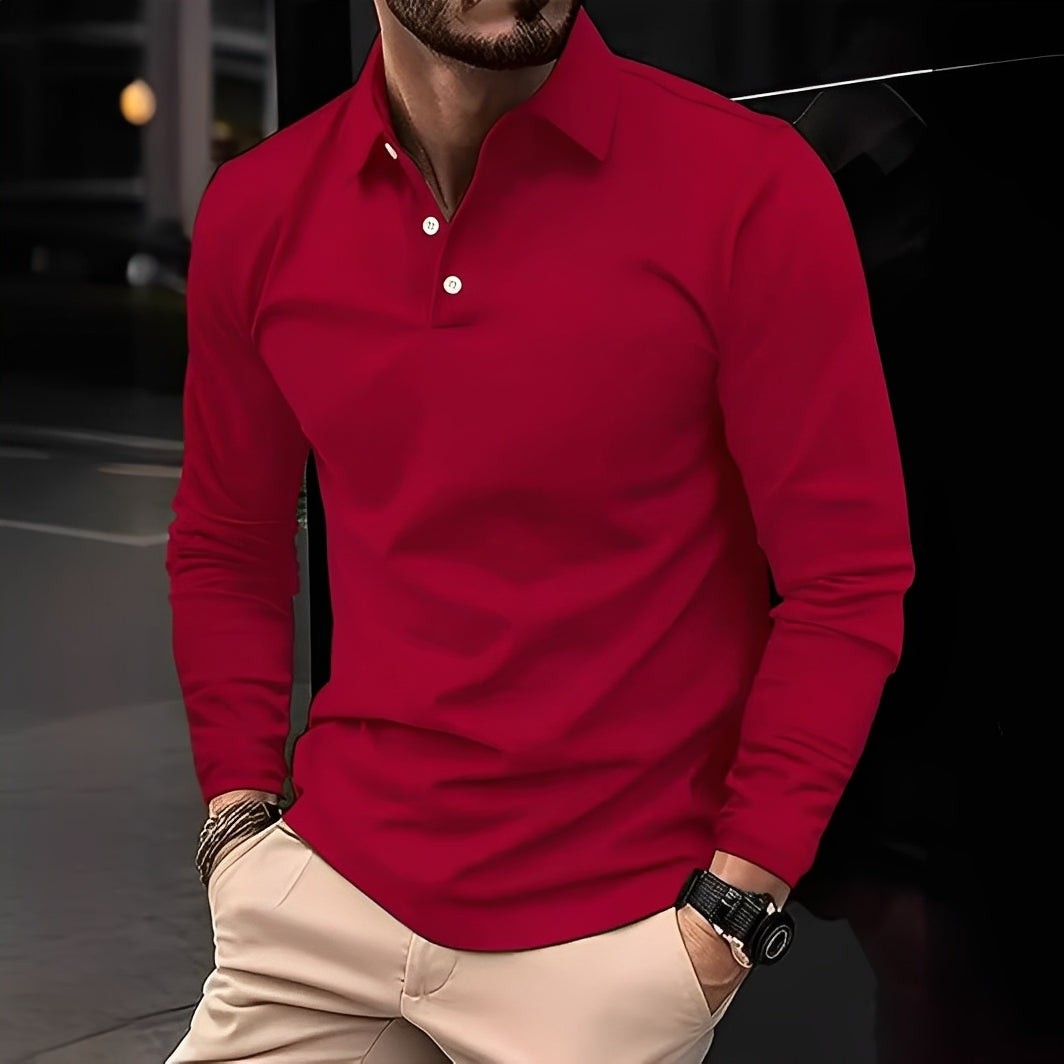 Deacon - Bequemes Langarm-Poloshirt für Herren