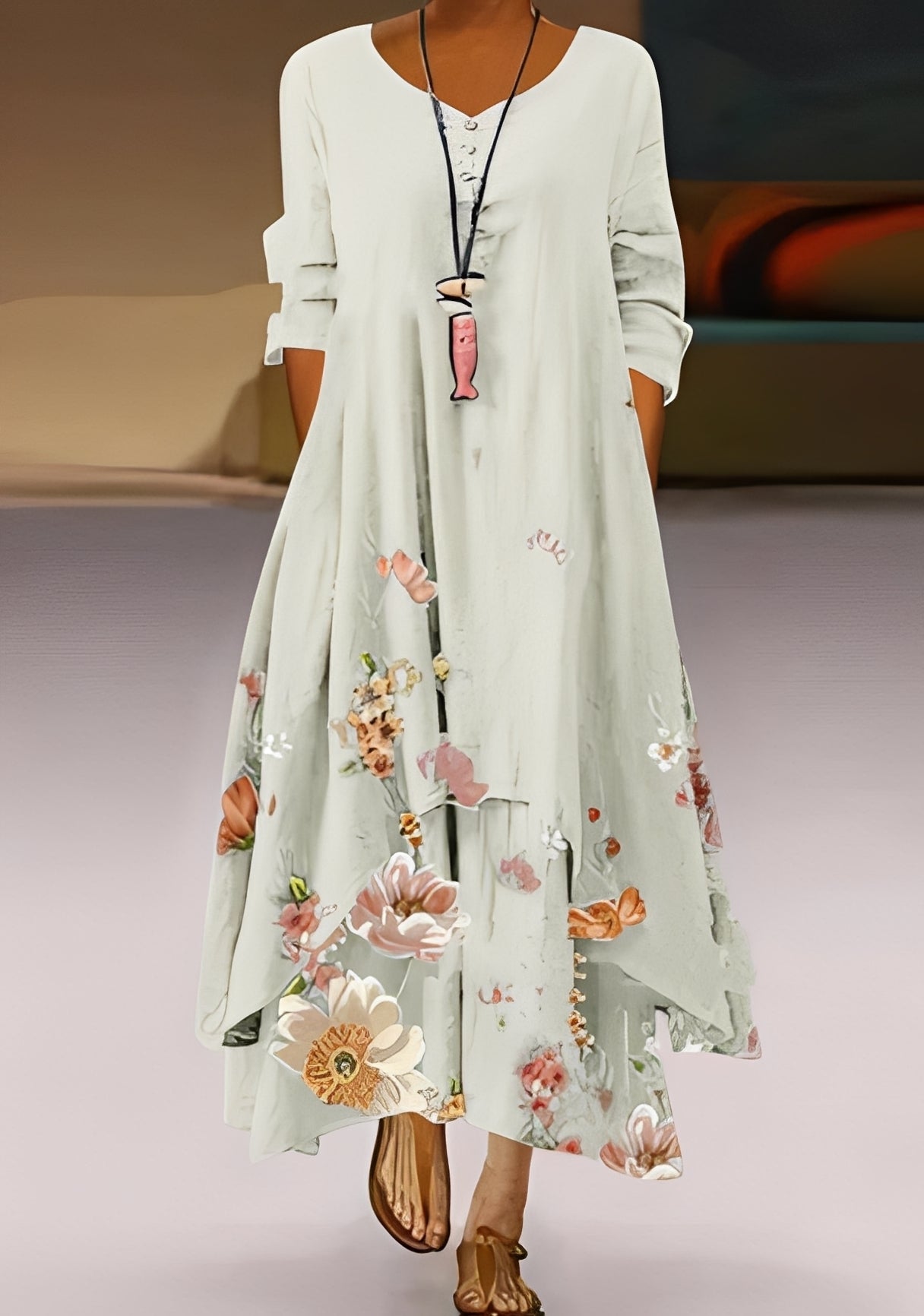 Belle - Stilvolles, locker geschnittenes Damenkleid mit Muster