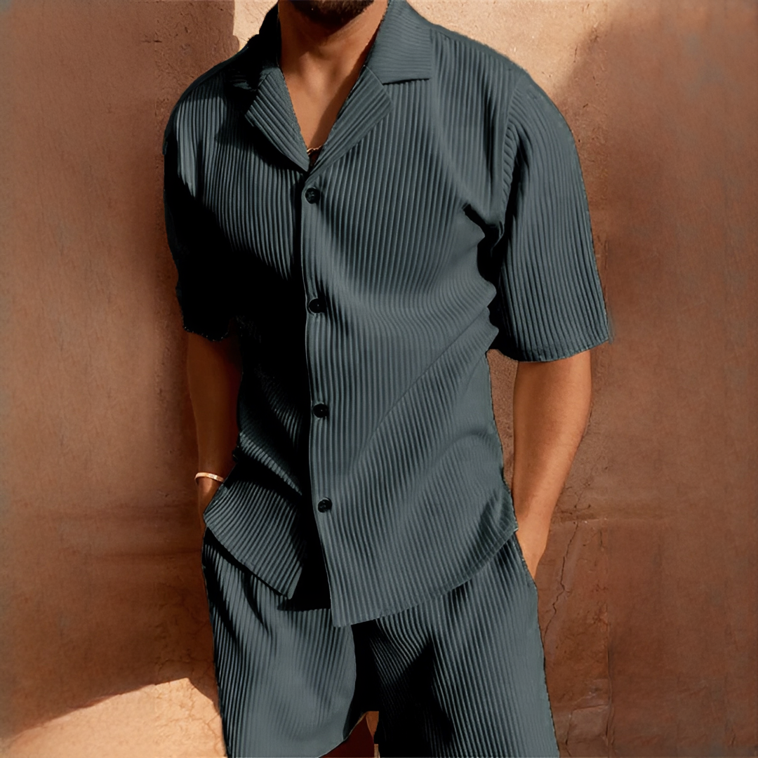 Junmar - Herren-Set aus Hemd und Shorts, lässig