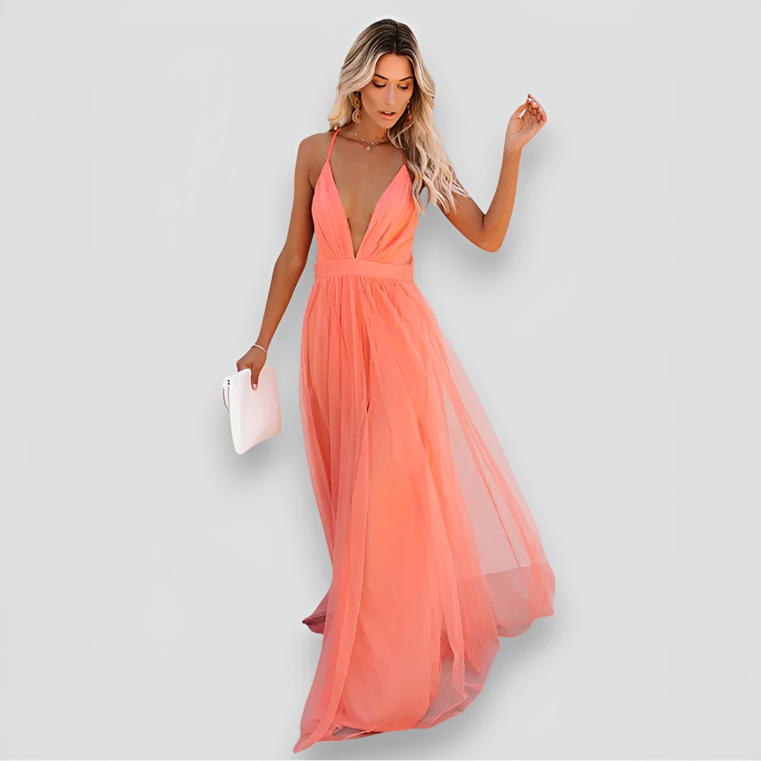 Lidia - Elegantes Maxi-Kleid mit V-Ausschnitt