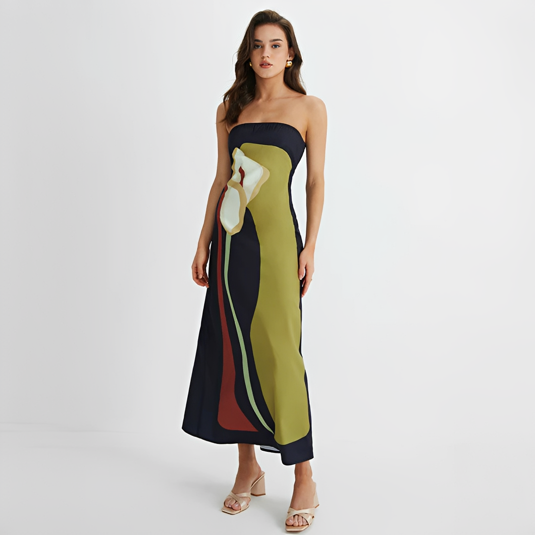 Delaney - Stilvolles Kleid mit Blumenmuster und Tube-Top
