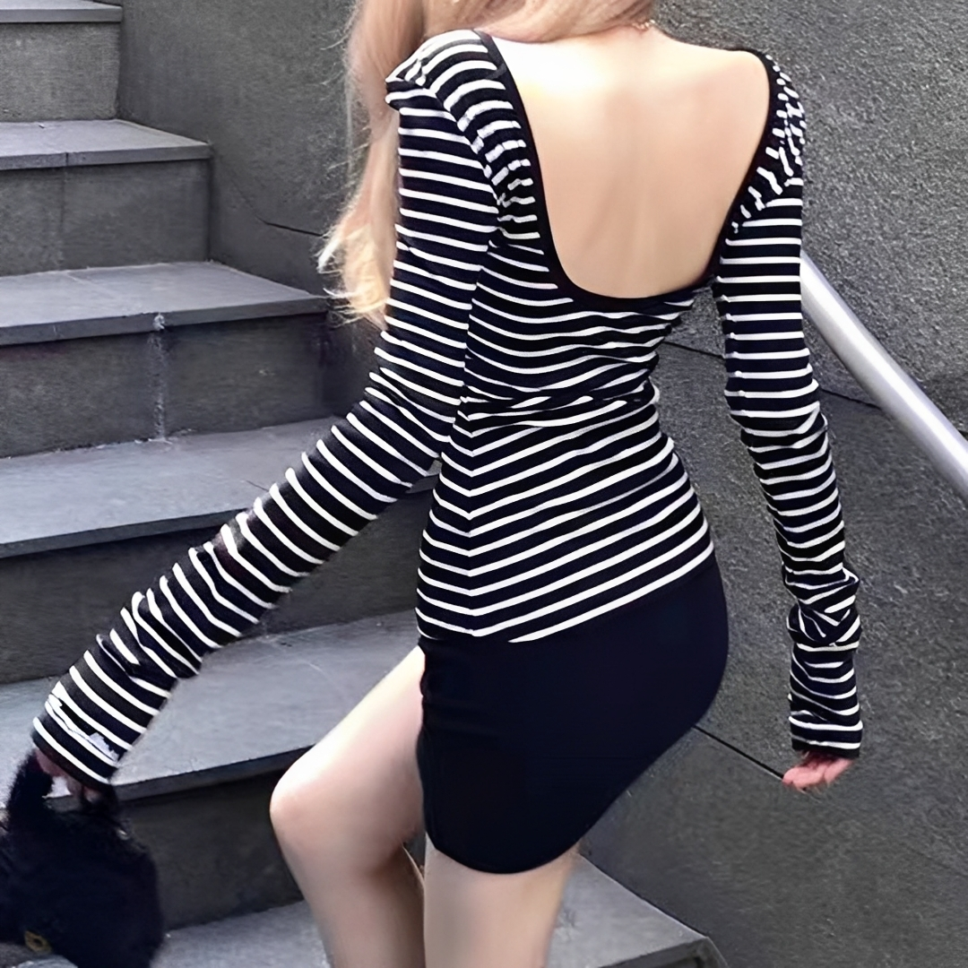 Michaila - Langarm Streifen-Body